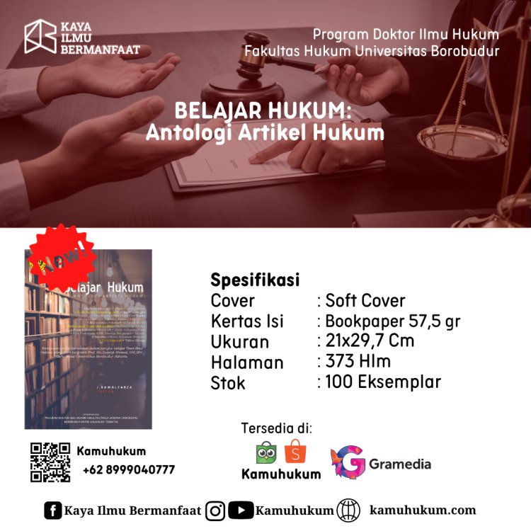 BELAJAR HUKUM: Antologi Artikel Hukum